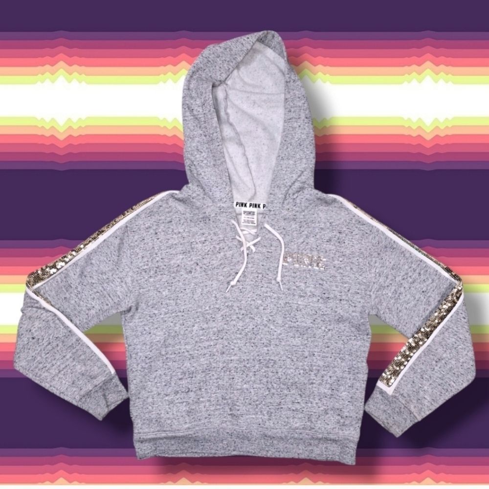 VICTORIAS SECRET PINK BLING FLORAL HOODIE